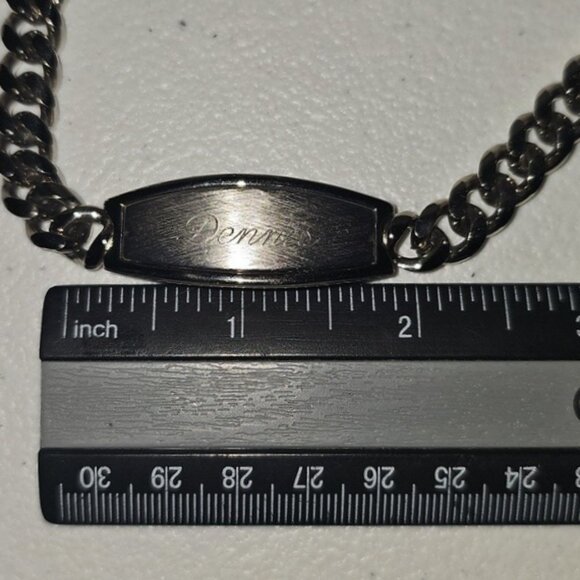 Speidel Men's Silver Chain Bracelet with Nameplate Dennis in Cursive Used - Picture 12 of 12